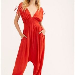 Waiting for the Sun Triangle Jumpsuit - Bright Cherry Red